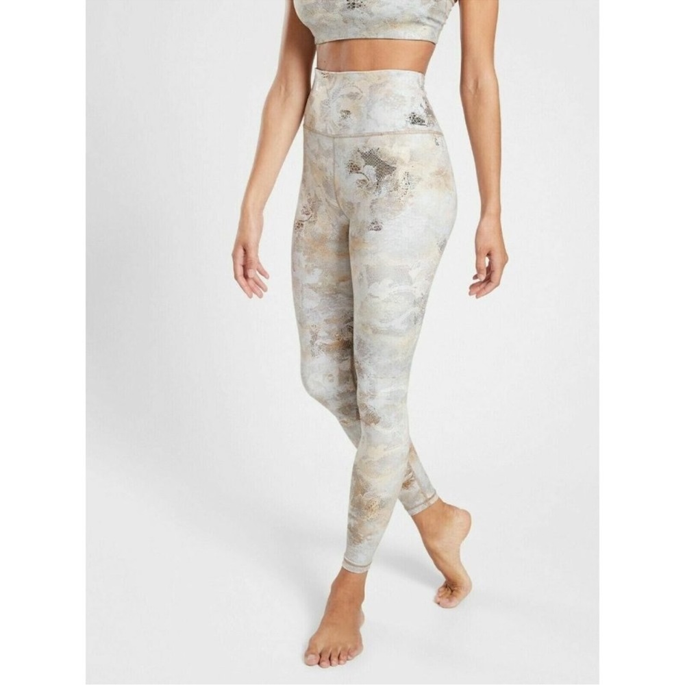 NWT Athleta Elation Ultra High-Rise Gilded Tight Leggings Gold Foil